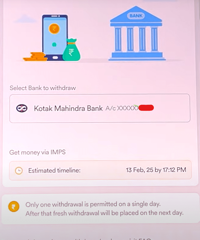 dhani app money withdrawal process